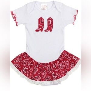New Kiddie Korral Red Bandana Dress Onesie Cowgirl Country Size 18 Months NWT